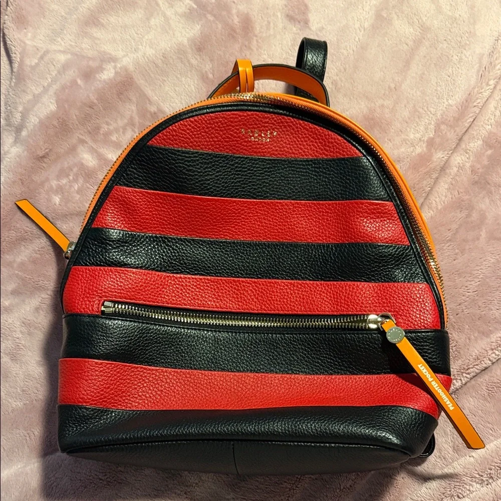 Radley London Red and Black Striped Backpack - Picture 1 of 6